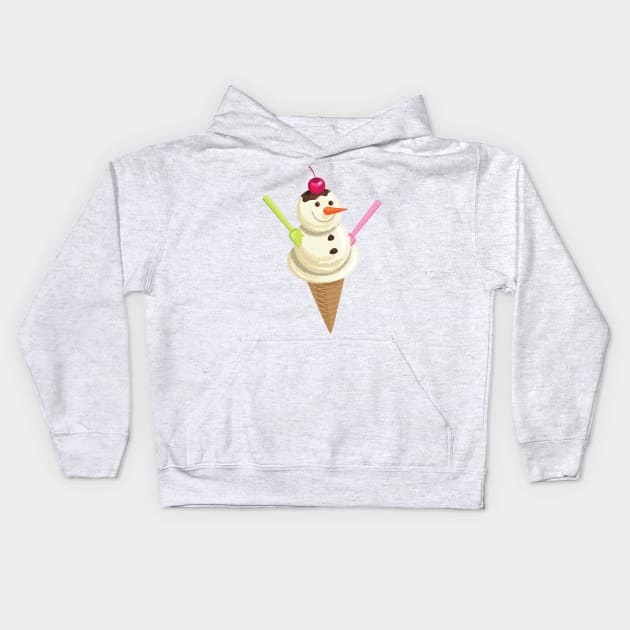 Vanilla cone snowman Kids Hoodie by goldengallery